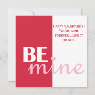 Cartes Pour Fêtes Annuelles Personnalisé Funny Be Mine Valentine Rouge Rose