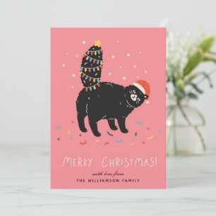 Cartes Pour Fêtes Annuelles Personnalisé Funny Chat Noir Arbre de Noël