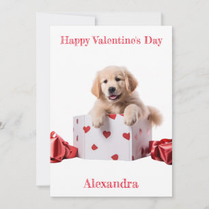 Cartes Pour Fêtes Annuelles Personnalisé Golden Retriever Puppy Hearts Box Val