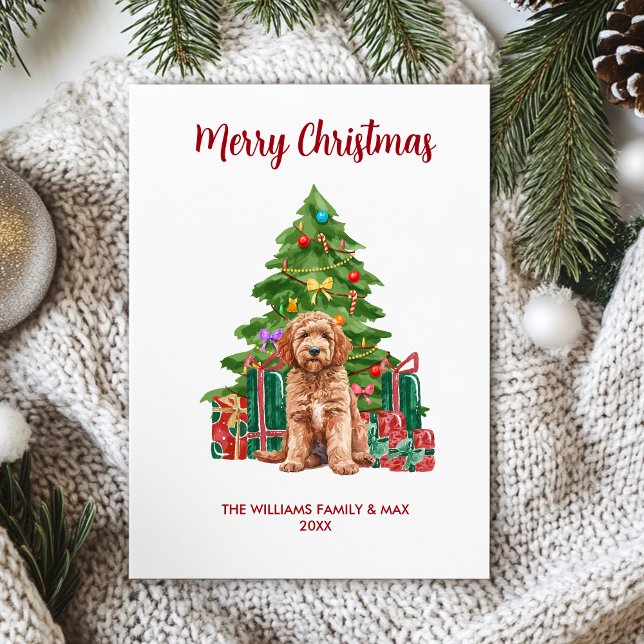 Cartes Pour Fêtes Annuelles Personnalisé Goldendoodle Chien Noël de famille (Créateur téléchargé)