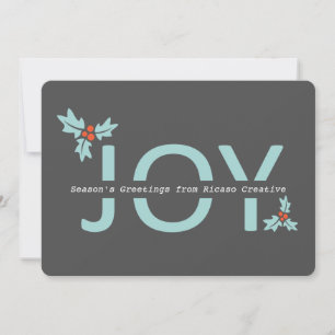 Cartes Pour Fêtes Annuelles Personnalisé Grey and Orange Joy And Holly
