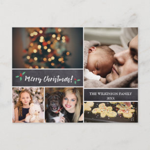 Cartes Pour Fêtes Annuelles Personnalisé, Joyeux Noël, Tableau noir, Photo