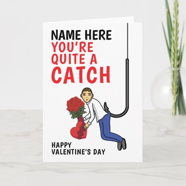Cartes Pour Fêtes Annuelles Personnalisé "Joyeux Valentin" Pêche Poisson (Devant)