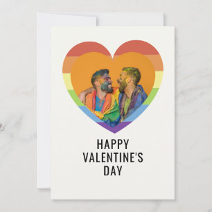 Cartes Pour Fêtes Annuelles PERSONNALISÉ LGBT Valentine's Day Élégante Photo C