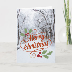 CARTES POUR FÊTES ANNUELLES PERSONNALISÉ MERRY CHRISTMAS SNOW PATH SAASON'S GR