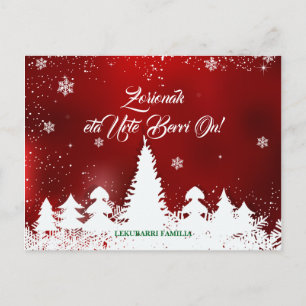Cartes Pour Fêtes Annuelles Personnalisé, moderne rouge basque Navidad