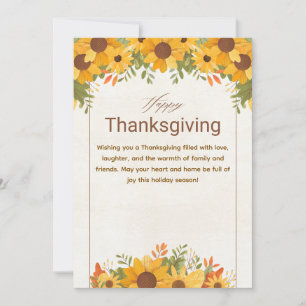 Cartes Pour Fêtes Annuelles Personnalisé Orange Beige Floral Thanksgiving