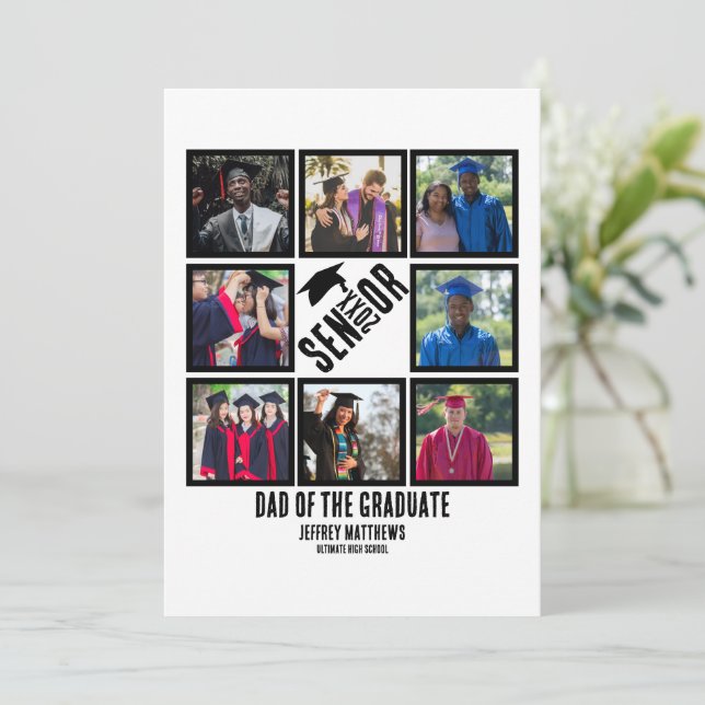 Cartes Pour Fêtes Annuelles Personnalisé papa de l'étudiant principal 8 Photo  (Debout devant)