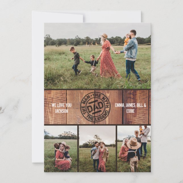 Cartes Pour Fêtes Annuelles Personnalisé Papa L'Homme Mythe Légende Photo Fête (Devant)