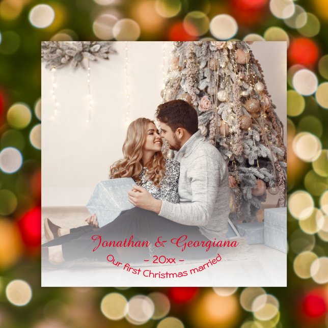 Cartes Pour Fêtes Annuelles Personnalisé premier Noël marié photo 2025 (Créateur téléchargé)