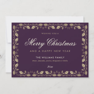Cartes Pour Fêtes Annuelles Personnalisé Purple Joyeux Noël Joyeux Nouvel An C