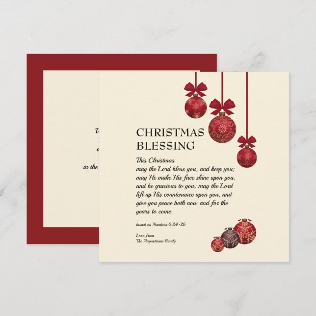 Cartes Pour Fêtes Annuelles PERSONNALISÉ QUE LE SEIGNEUR VOUS BÉNISSE | Noël (Devant / Derrière)