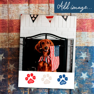 Cartes Pour Fêtes Annuelles Personnalisé Rouge Blanc Bleu Chien Patriotique 4 