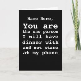Cartes Pour Fêtes Annuelles Personnalisé Sans Téléphone Cellulaire Dîner Date
