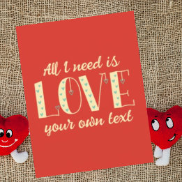 Cartes Pour Fêtes Annuelles Personnalisé Tout ce dont j'ai besoin c'est d'aime