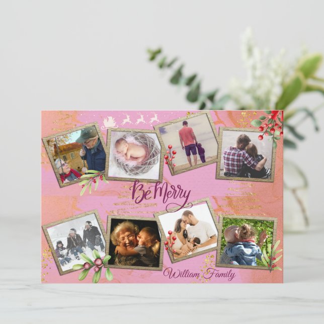 Cartes Pour Fêtes Annuelles Personnaliser 8 Photo Famille Collage Joyeux Noël (Debout devant)
