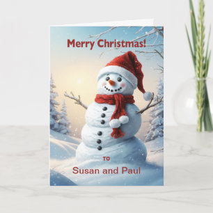 Cartes Pour Fêtes Annuelles Personnaliser avec le nom Noël Snowman