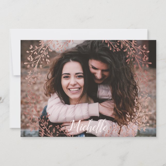 Cartes Pour Fêtes Annuelles Personnaliser Bridesmaid Proposition Rose Or Flora (Devant)
