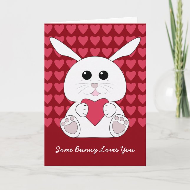 Cartes Pour Fêtes Annuelles Personnaliser Cute Kawaii lapin blanc Valentine Co (Devant)