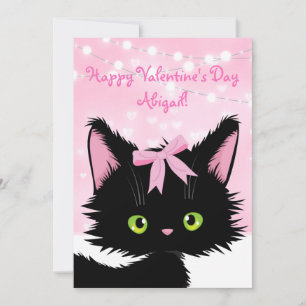 Cartes Pour Fêtes Annuelles Personnaliser Cute Kitten Pink Valentine's Day