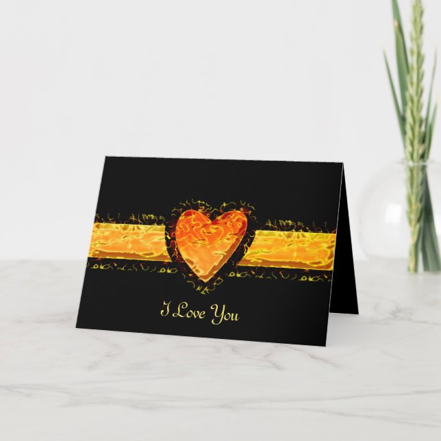 Cartes Pour Fêtes Annuelles Personnaliser Elégant Orange Heart Valentine's day (Devant)