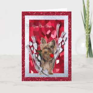 Cartes Pour Fêtes Annuelles Personnaliser masculine de chiot de Yorkie il