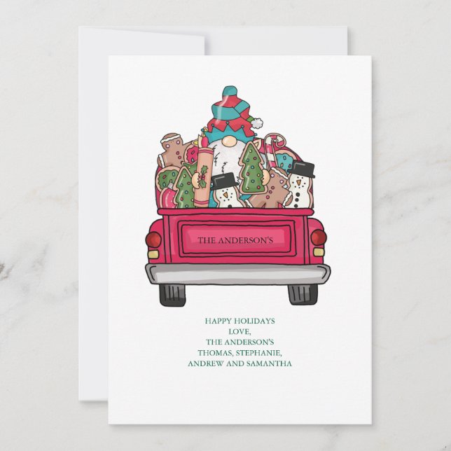 Cartes Pour Fêtes Annuelles Personnaliser Père Noël Noël Cookie Truck Noël (Devant)