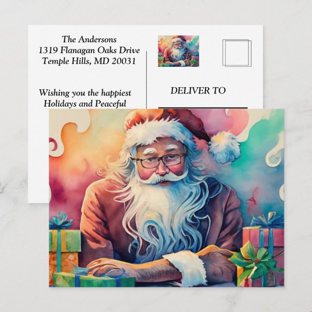 Cartes Pour Fêtes Annuelles Personnaliser Père Noël Whimsical Christmas Journe (Devant / Derrière)