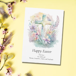 Cartes Pour Fêtes Annuelles Personnalisez Croix Florale Pastel Pâques Religieu