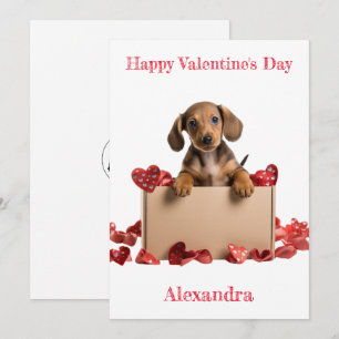 Cartes Pour Fêtes Annuelles Personnalisez le chiot Dachshund dans la boîte Car