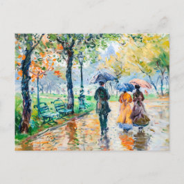 Cartes Pour Fêtes Annuelles Personnes avec des parapluies dans le parc