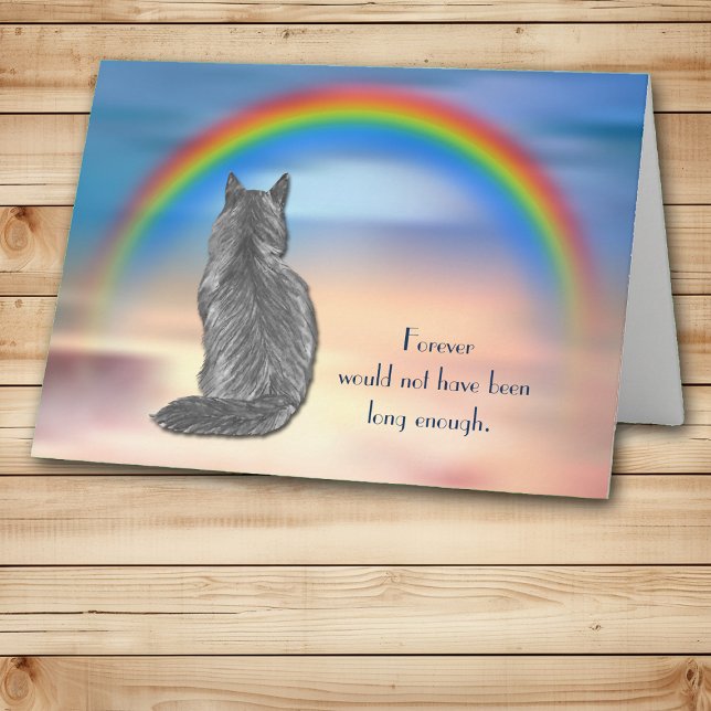 Cartes Pour Fêtes Annuelles Perte de gris chat Rainbow Sympathy Card (Créateur téléchargé)