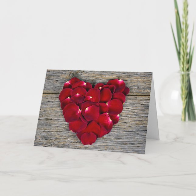 Cartes Pour Fêtes Annuelles Pétales de rose rouge cœur (Devant)
