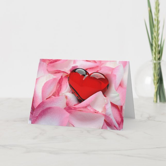 Cartes Pour Fêtes Annuelles Pétales Roses en verre rouge (Devant)