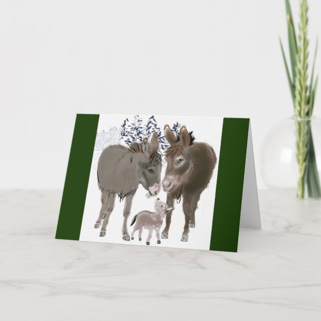 Cartes Pour Fêtes Annuelles Petit âne à Noël (Devant)
