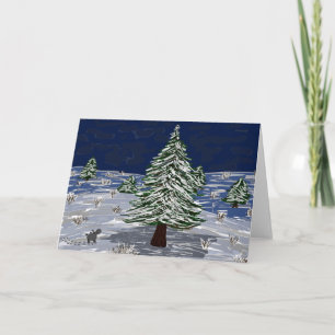 Cartes Pour Fêtes Annuelles petit âne et grand pin