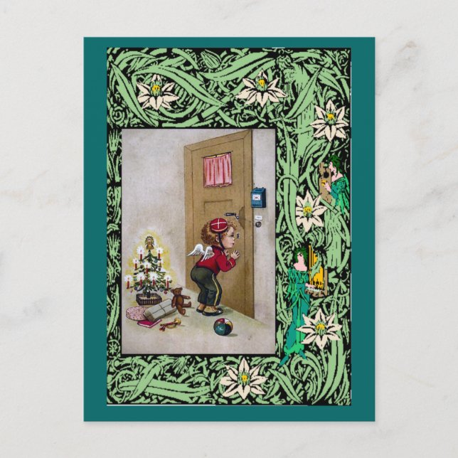 Cartes Pour Fêtes Annuelles Petit ange à la porte (Devant)