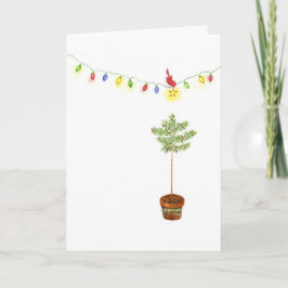 Cartes Pour Fêtes Annuelles Petit arbre de Noël rouge d'oiseau