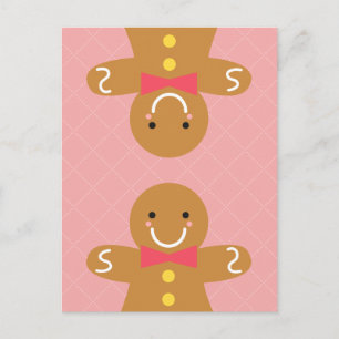 Cartes Pour Fêtes Annuelles Petit bonhomme en pain d'épices mignon et heureux