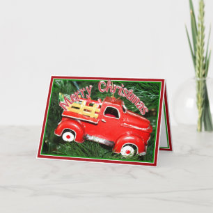 Cartes Pour Fêtes Annuelles Petit Camion de ramassage rouge Ornement de Noël d