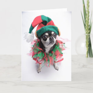 Cartes Pour Fêtes Annuelles Petit chien d'Elf de l'aide de Père Noël