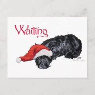 Cartes Pour Fêtes Annuelles Petit Chien écossais en attente de Père Noël