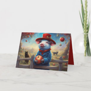 Cartes Pour Fêtes Annuelles Petit cochon en costume rouge et bleu anniversaire