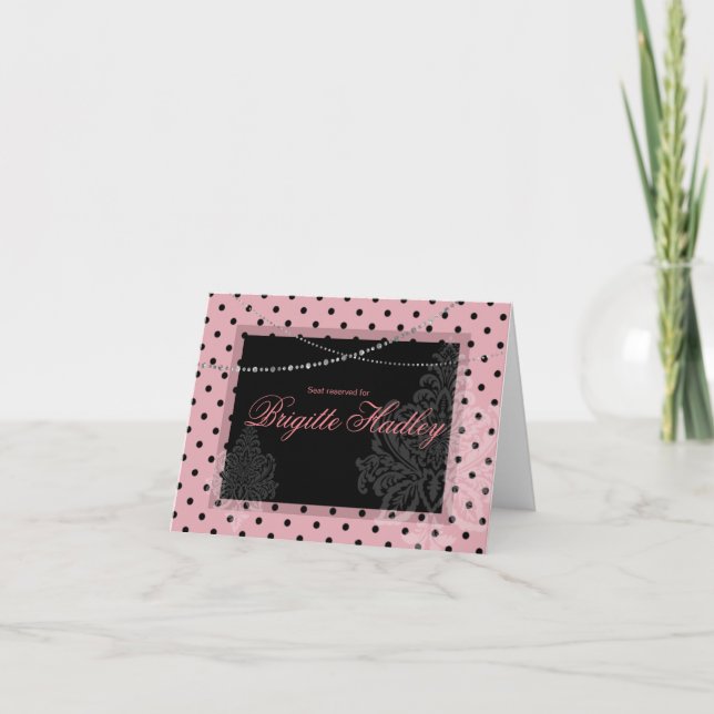 Cartes Pour Fêtes Annuelles Petit-déjeuner & Brunch pois Vacances rose et noir (Devant)