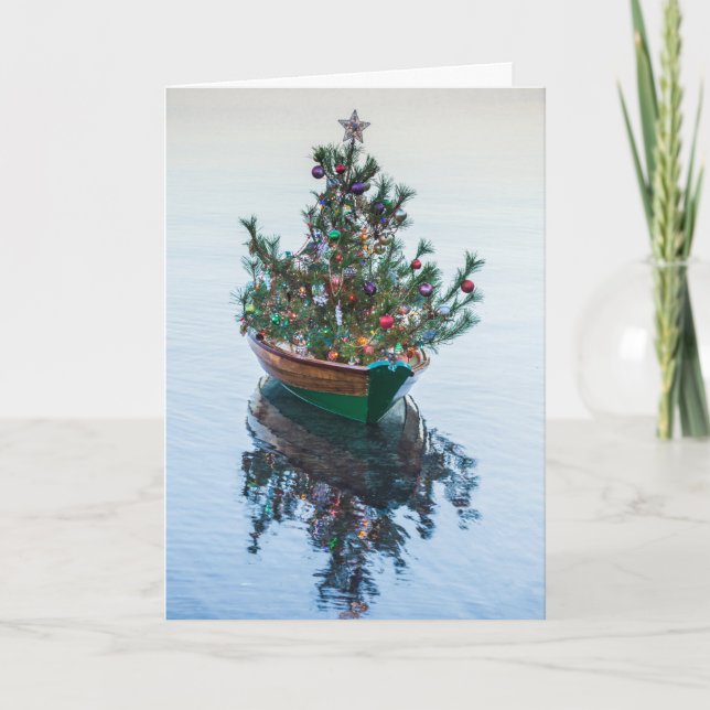 Cartes Pour Fêtes Annuelles Petit dory avec sapin de Noël (Devant)