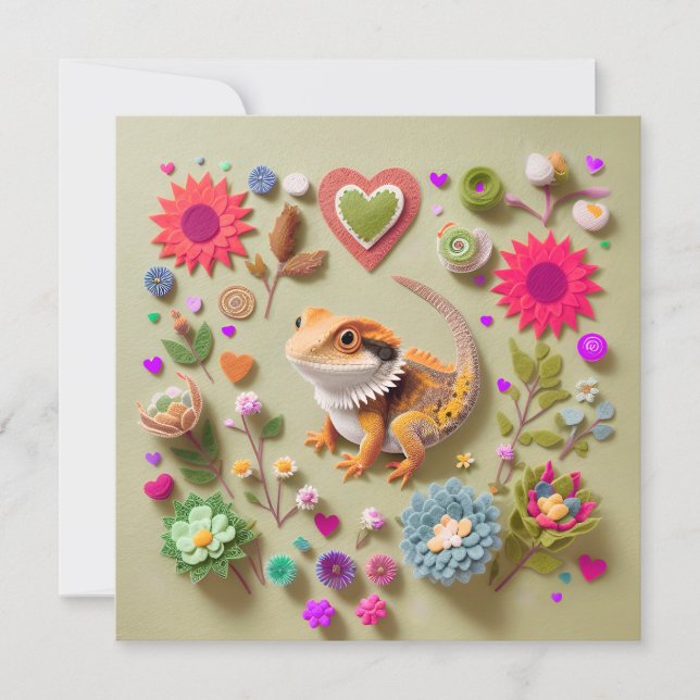 Cartes Pour Fêtes Annuelles Petit dragon barbu mignon  (Devant)
