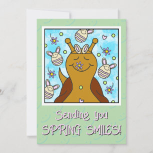 Cartes Pour Fêtes Annuelles Petit Escargot aux oeufs de lapin Pâques  