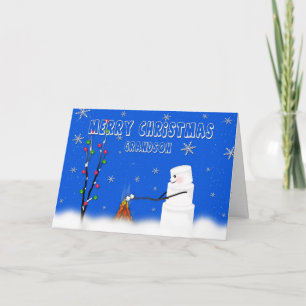 Cartes Pour Fêtes Annuelles Petit-fils-Noël-Humour de guimauve (bonhomme de