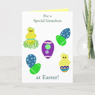 Cartes Pour Fêtes Annuelles Petit-fils OEufs de Pâques Bébé Poussins