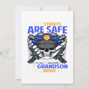 Cartes Pour Fêtes Annuelles Petit-fils policier ligne bleue fine cadeau petit-